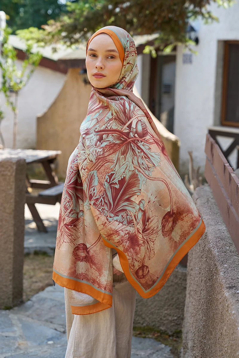 Inspired Marine Pattern Shawl - Orange