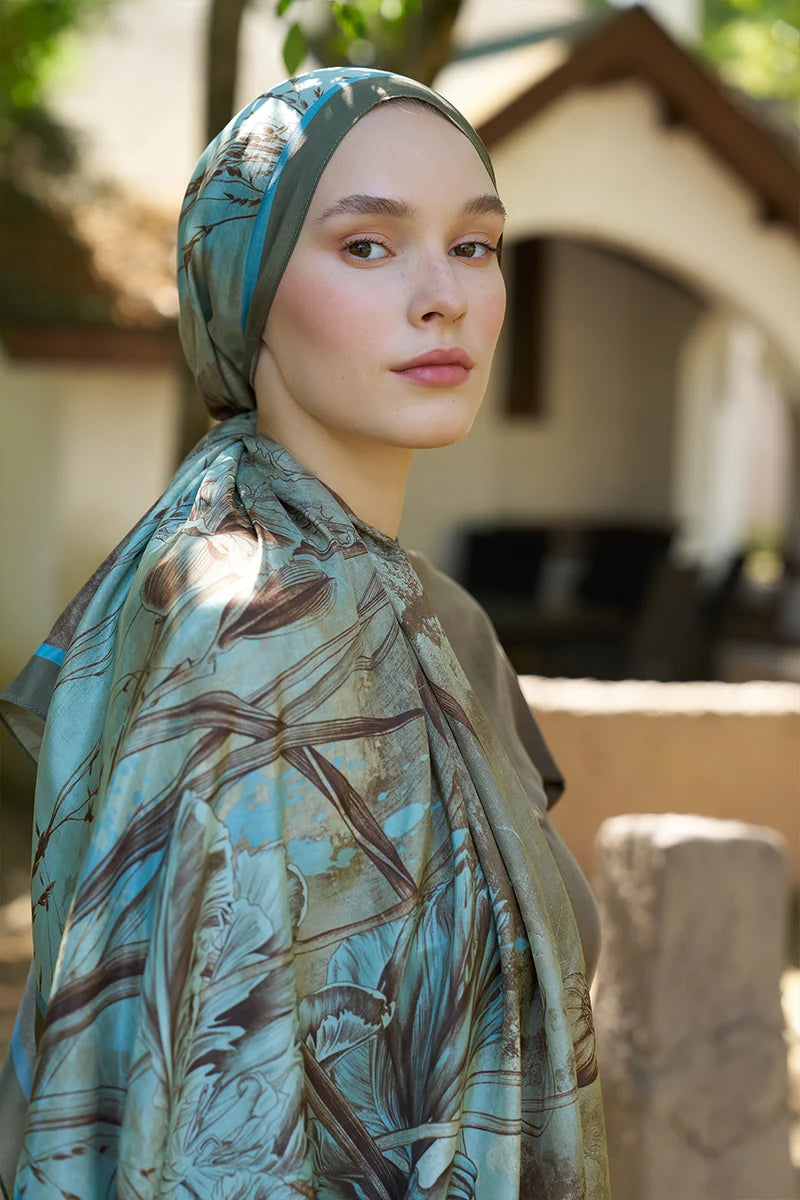 Inspired Marine Pattern Shawl - Green