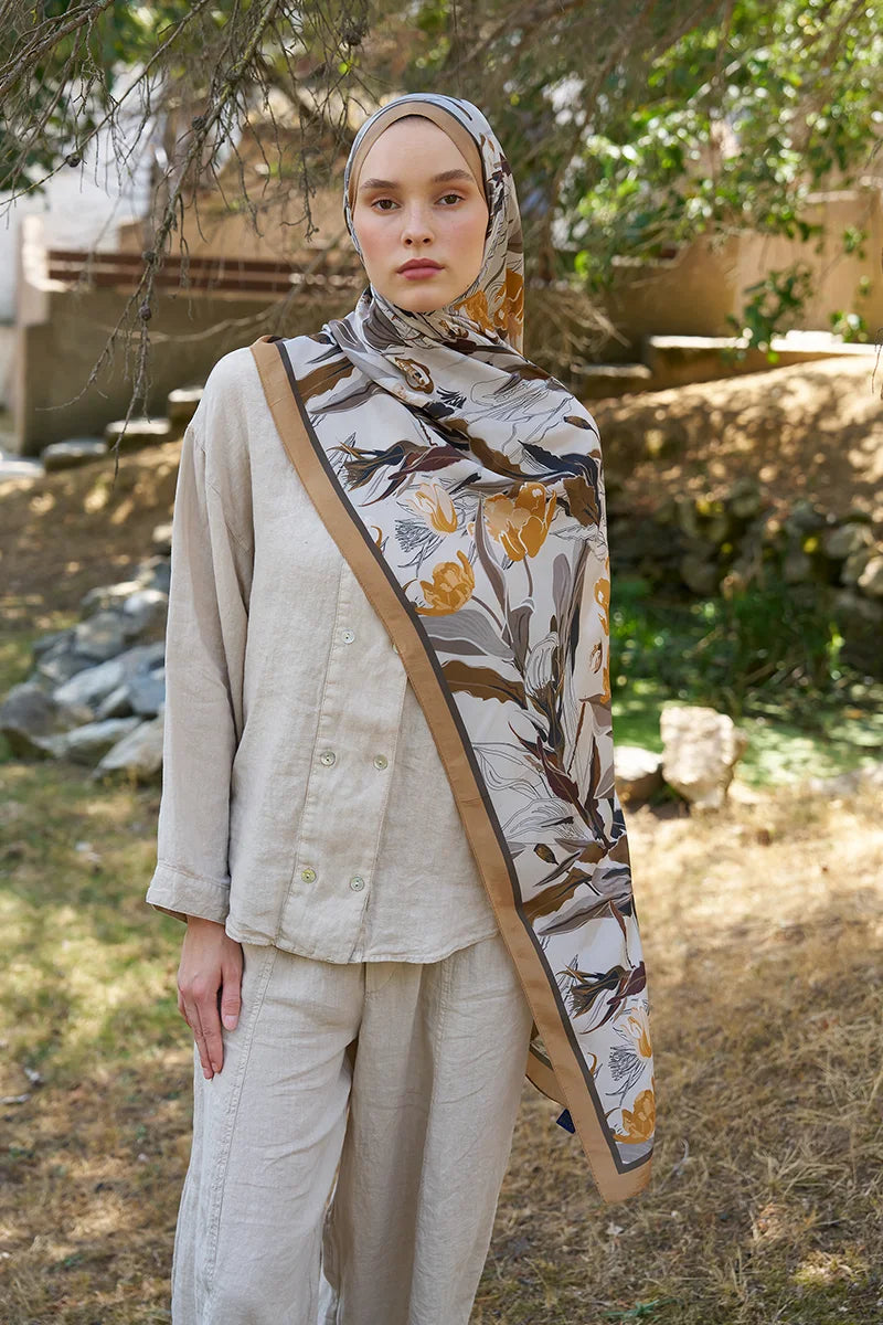 Inspired Muse Pattern Shawl - Beige