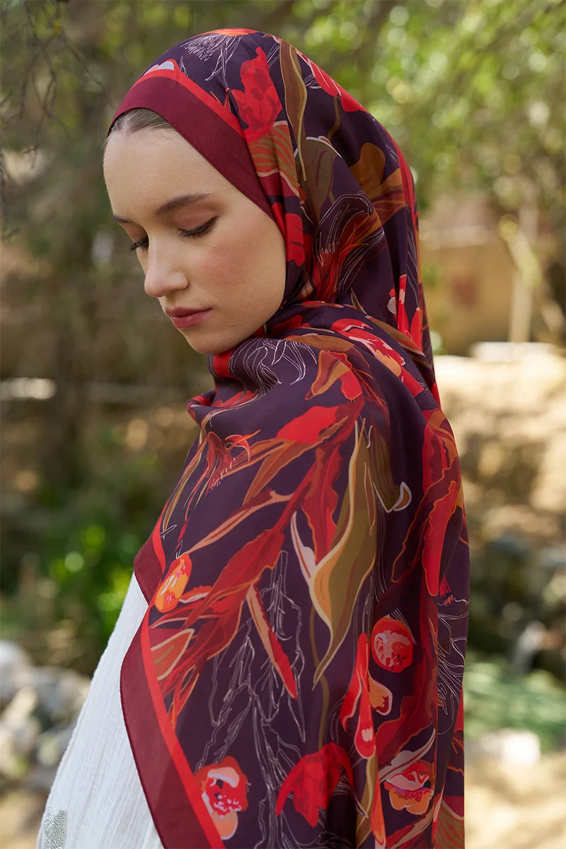 Inspired Muse Patterned Shawl - Burgundy