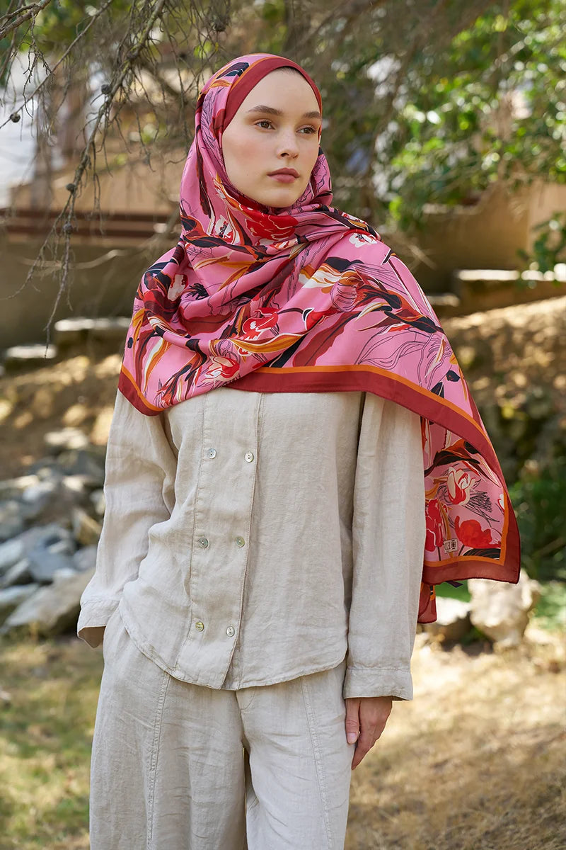 Inspired Muse Patterned Shawl - Terracotta