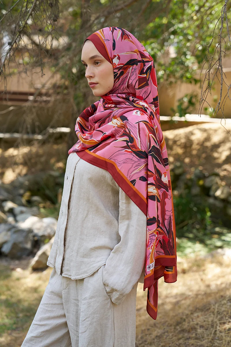 Inspired Muse Patterned Shawl - Terracotta