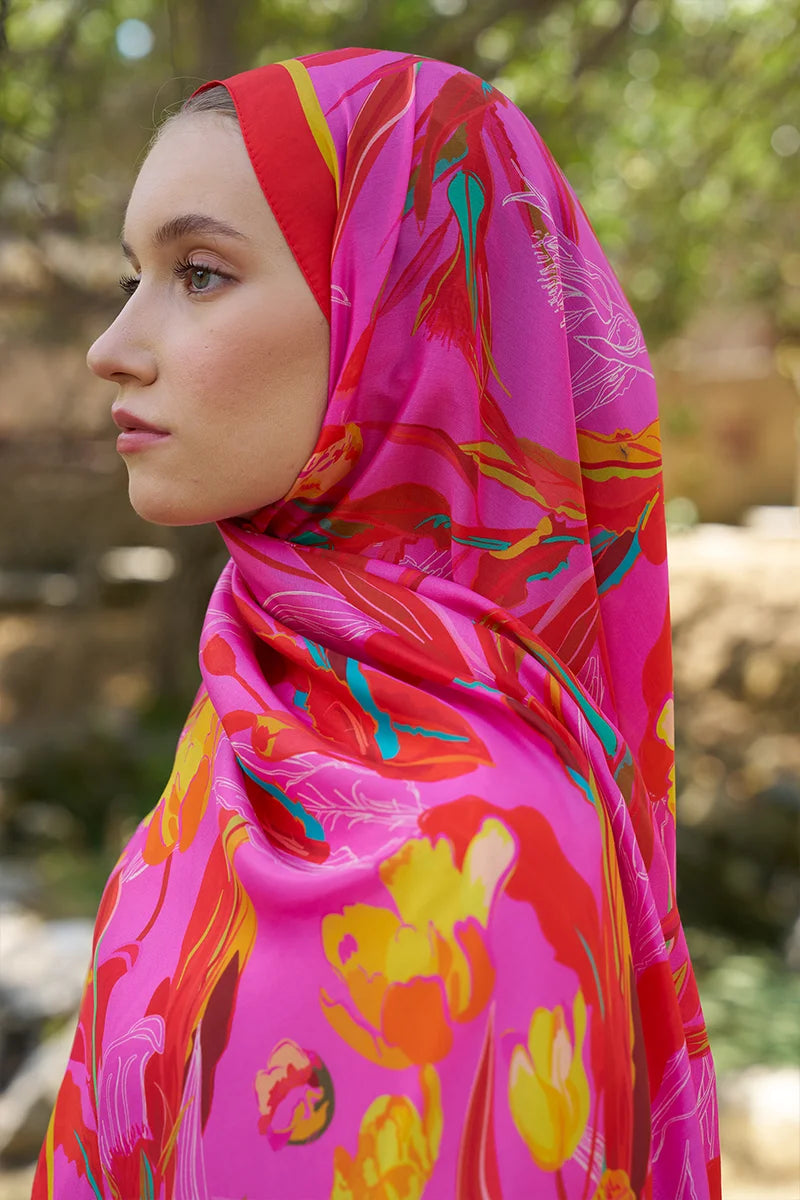 Inspired Muse Patterned Shawl - Pink