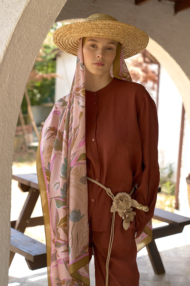 Inspired Muse Patterned Shawl - Powder Pink