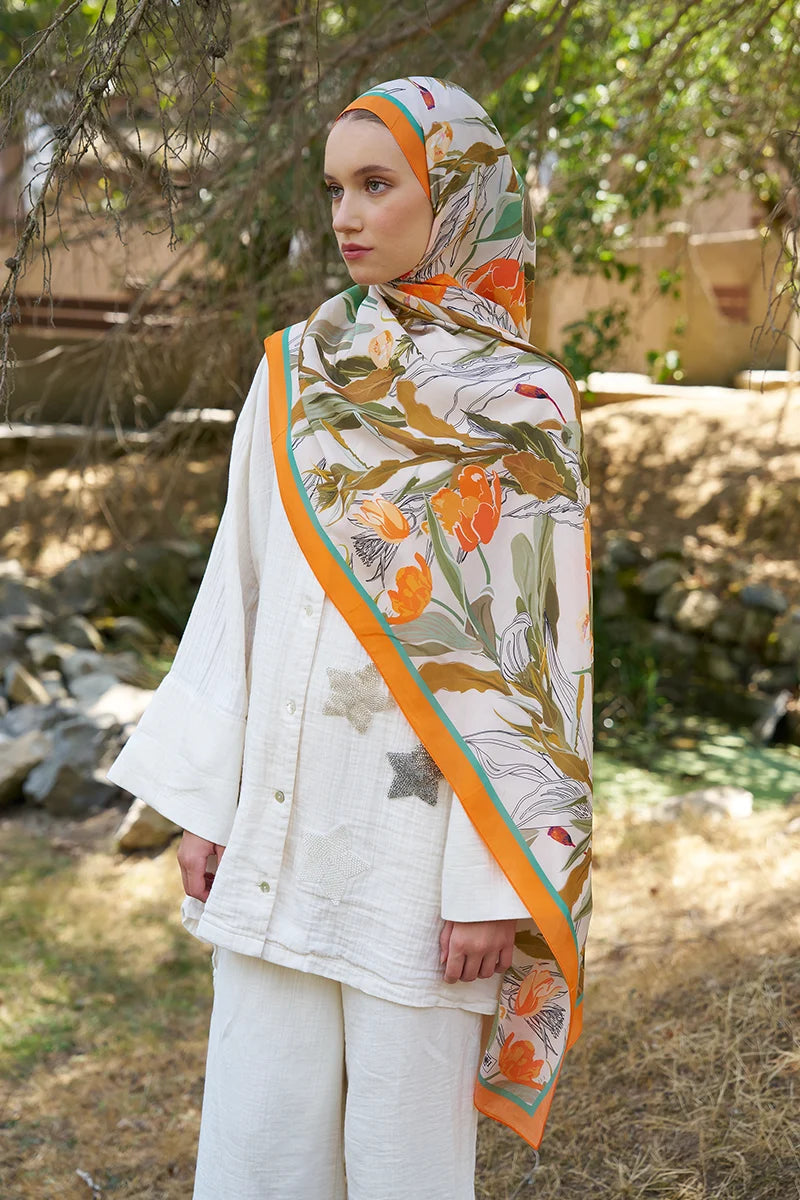 Inspired Muse Pattern Shawl - Orange