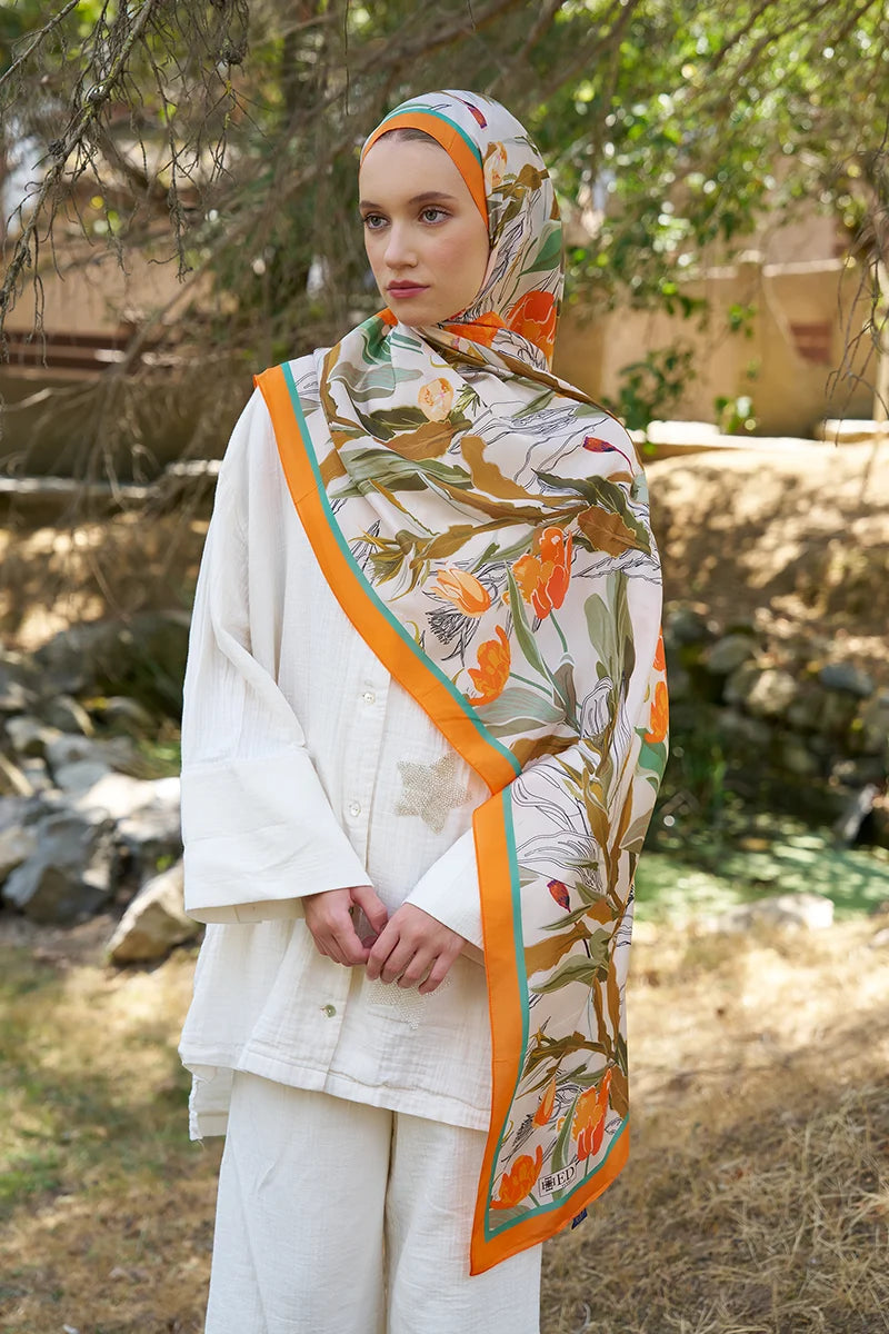 Inspired Muse Pattern Shawl - Orange