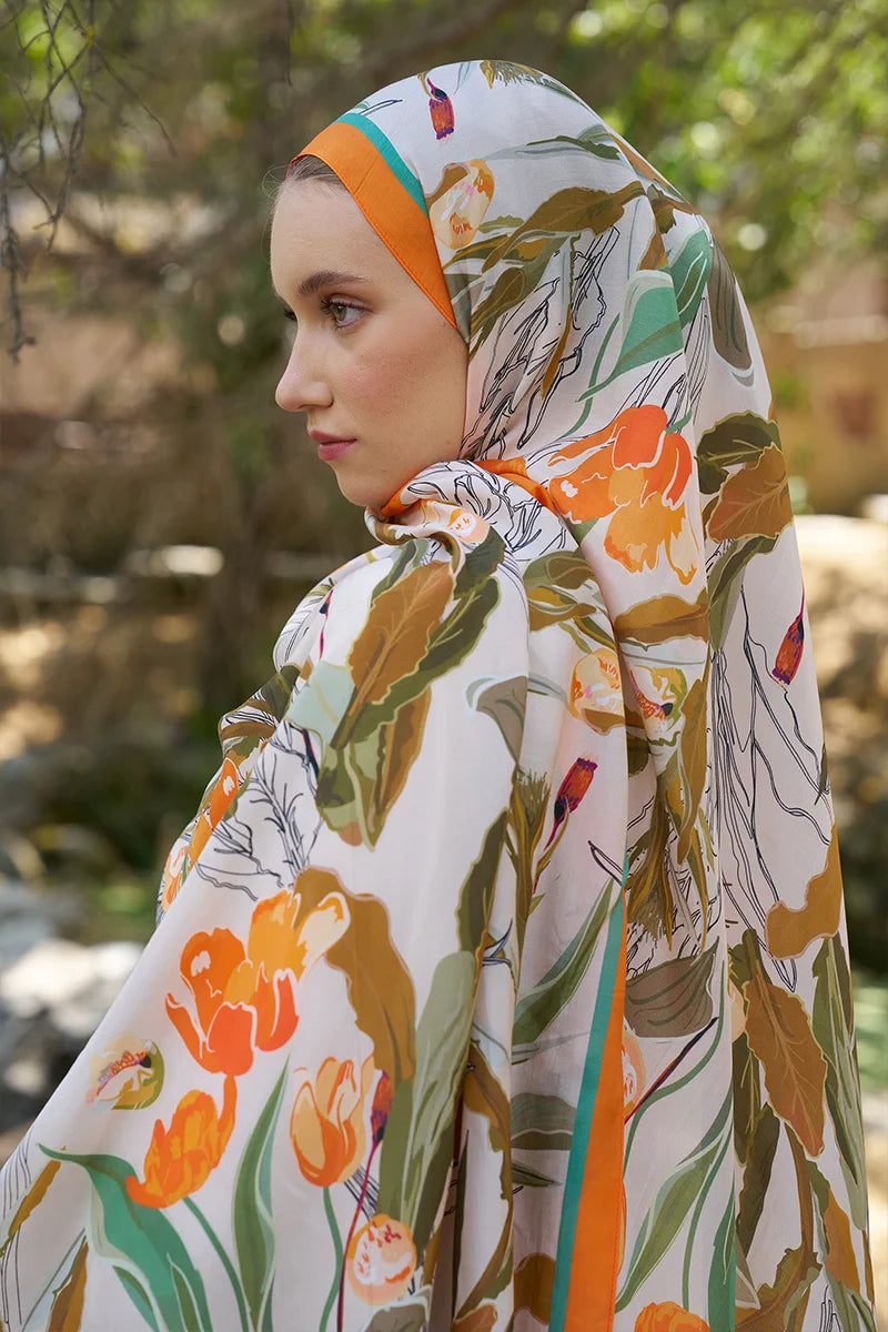 Inspired Muse Pattern Shawl - Orange