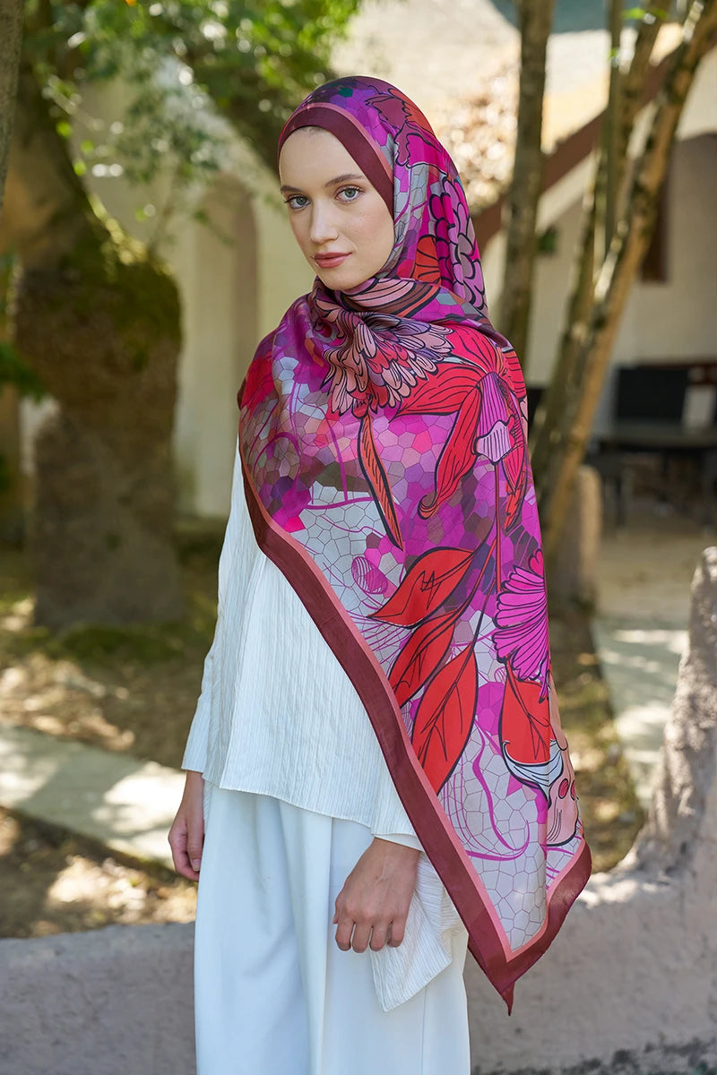 Inspired Velarose Pattern Shawl - Burgundy