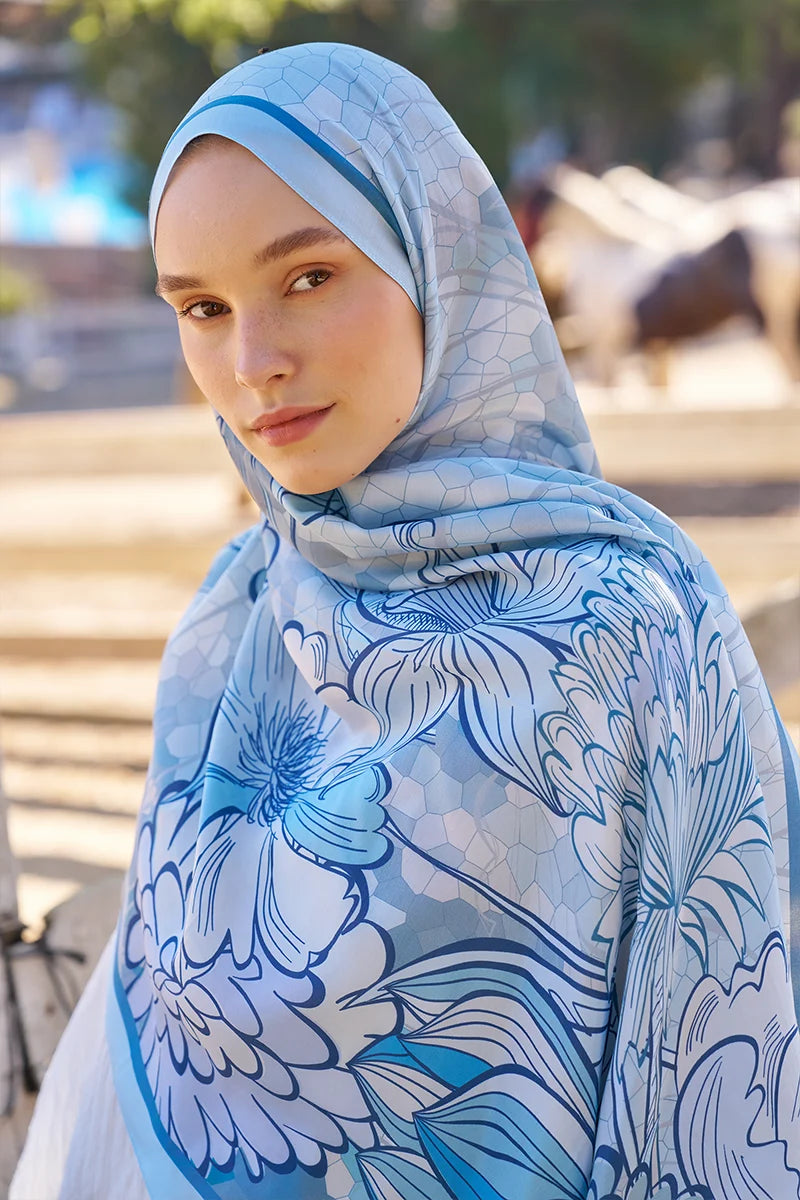 Inspired Velarose Pattern Shawl - Blue