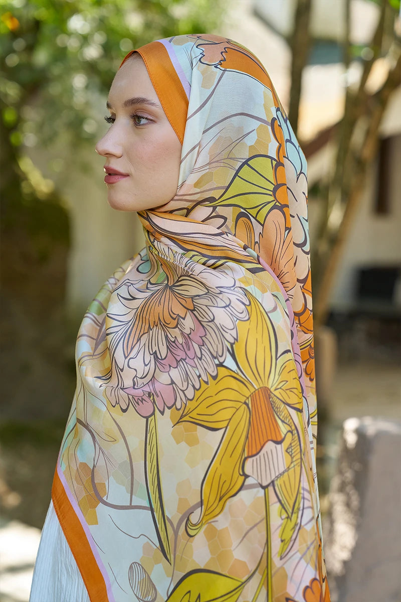 Inspired Velarose Pattern Shawl - Orange