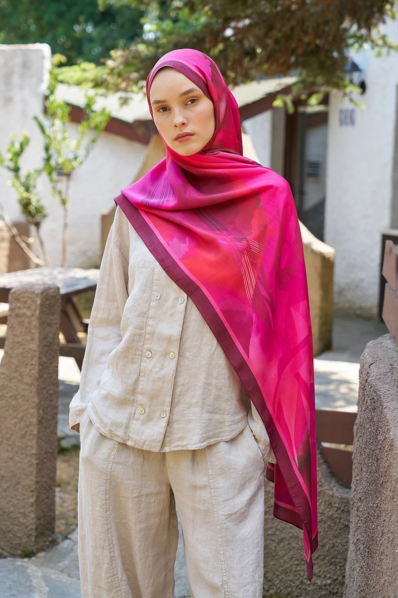 Inspired Volen Pattern Shawl - Claret Red