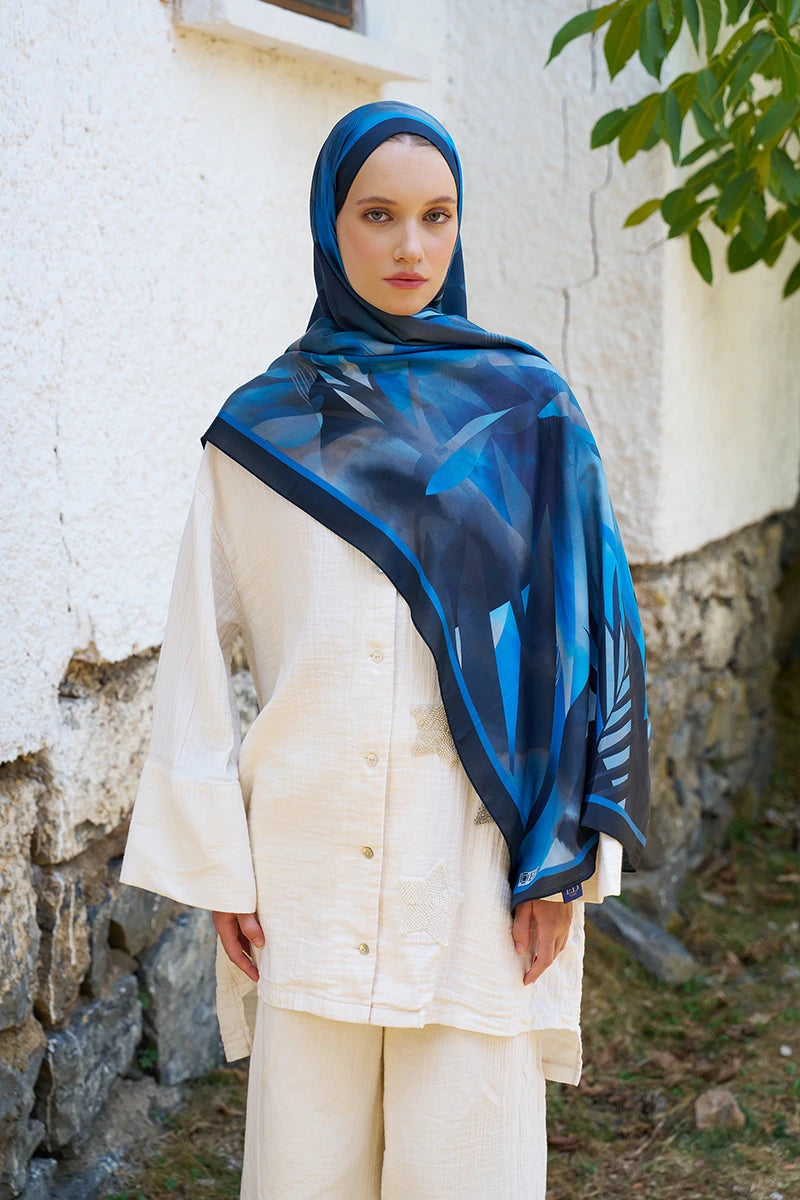 Inspired Volen Pattern Shawl - Navy Blue