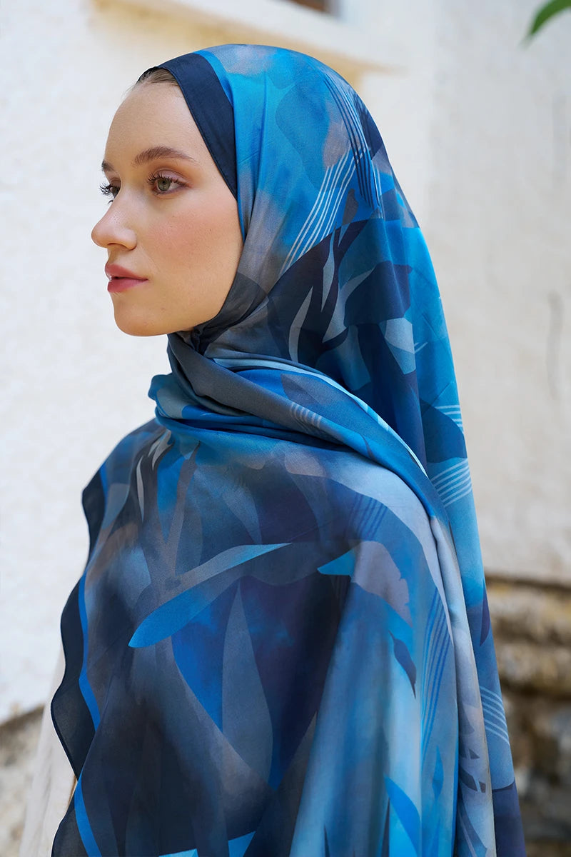 Inspired Volen Pattern Shawl - Navy Blue