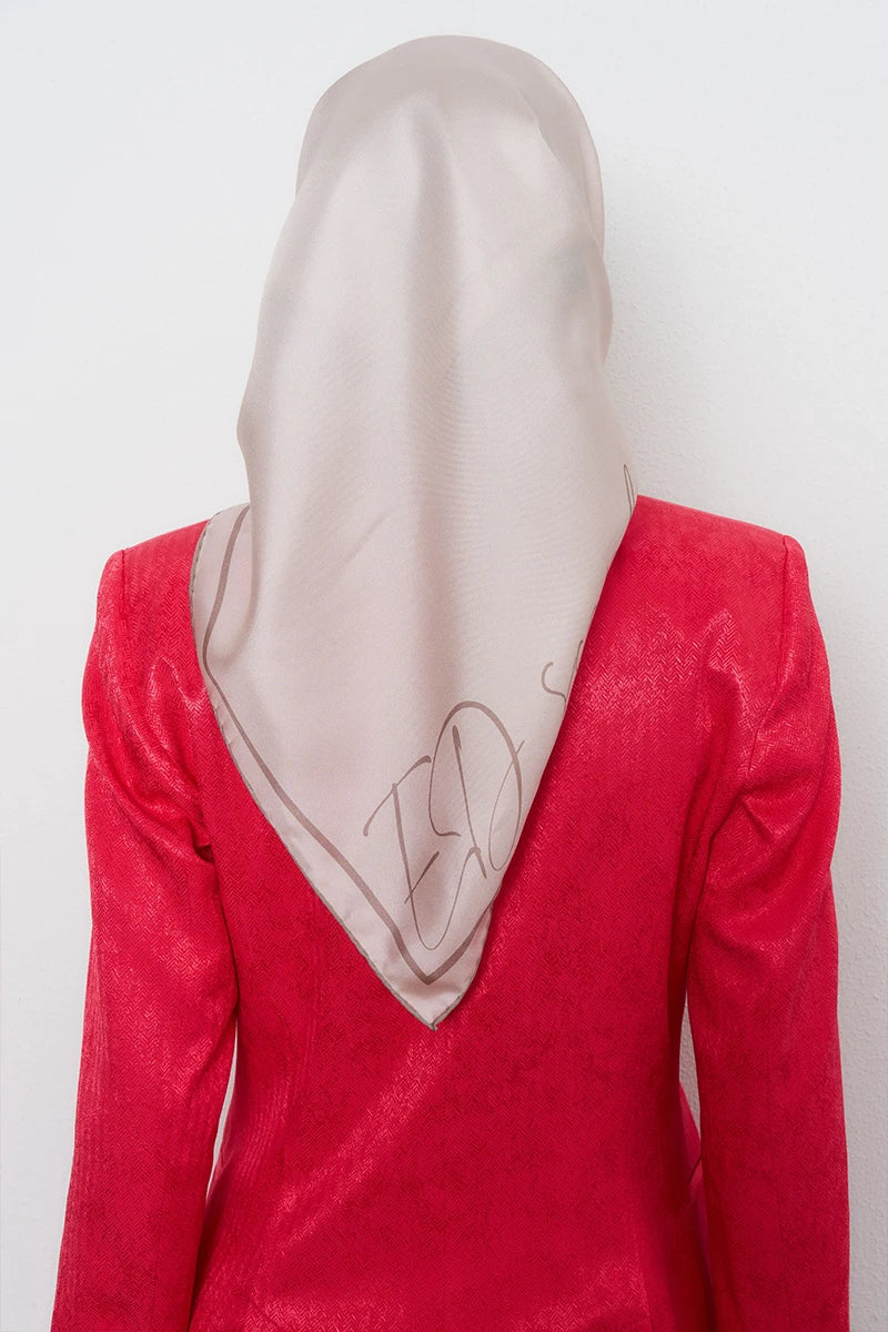Twill İpek Eşarp - Bej