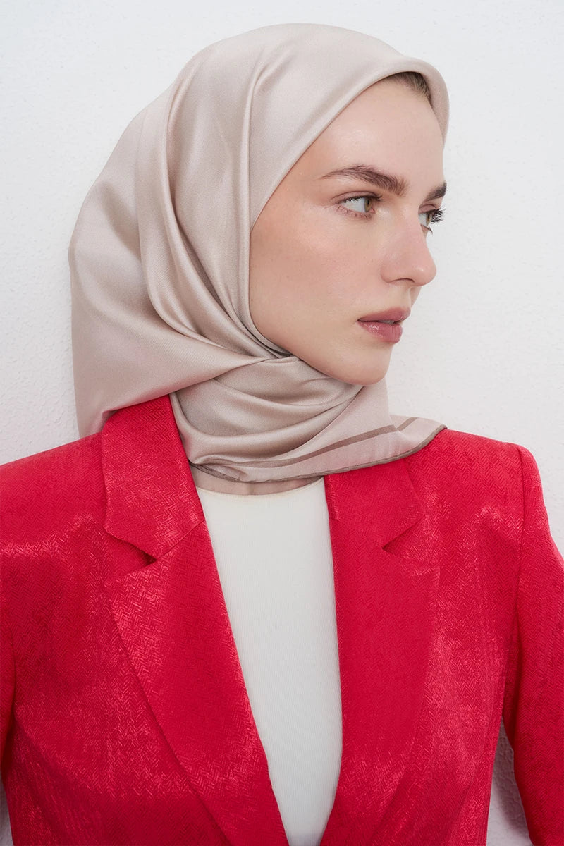 Twill İpek Eşarp - Bej