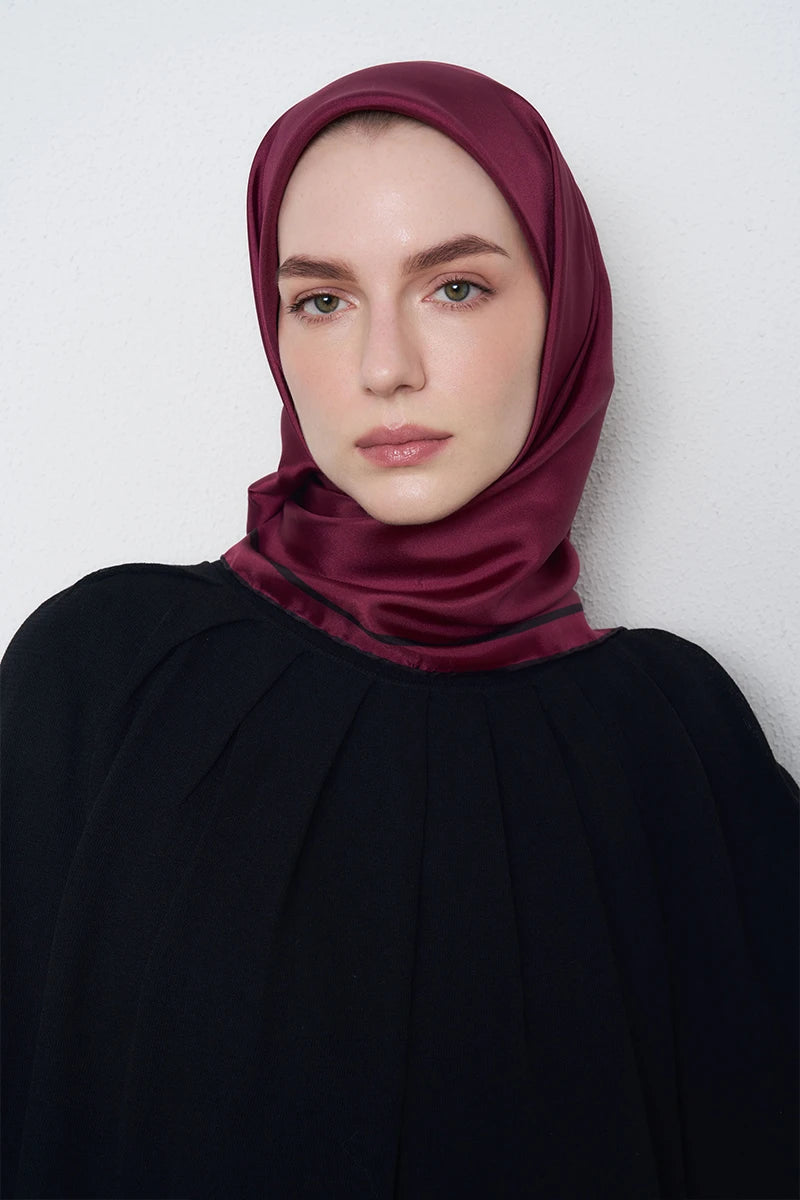 Twill İpek Eşarp - Bordo