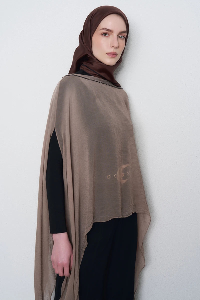 Twill İpek Eşarp - Kahverengi