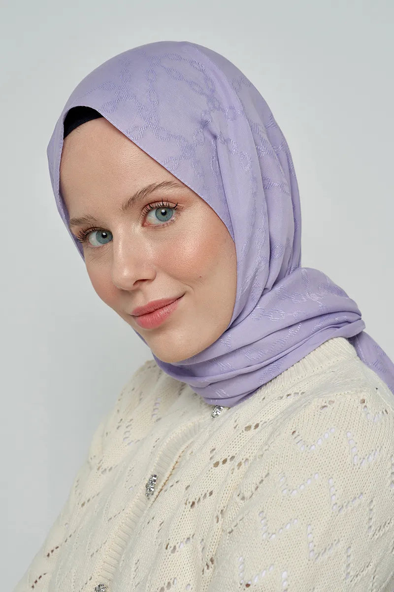 Jakar Pamuk Şal Zincir Desen - Lila