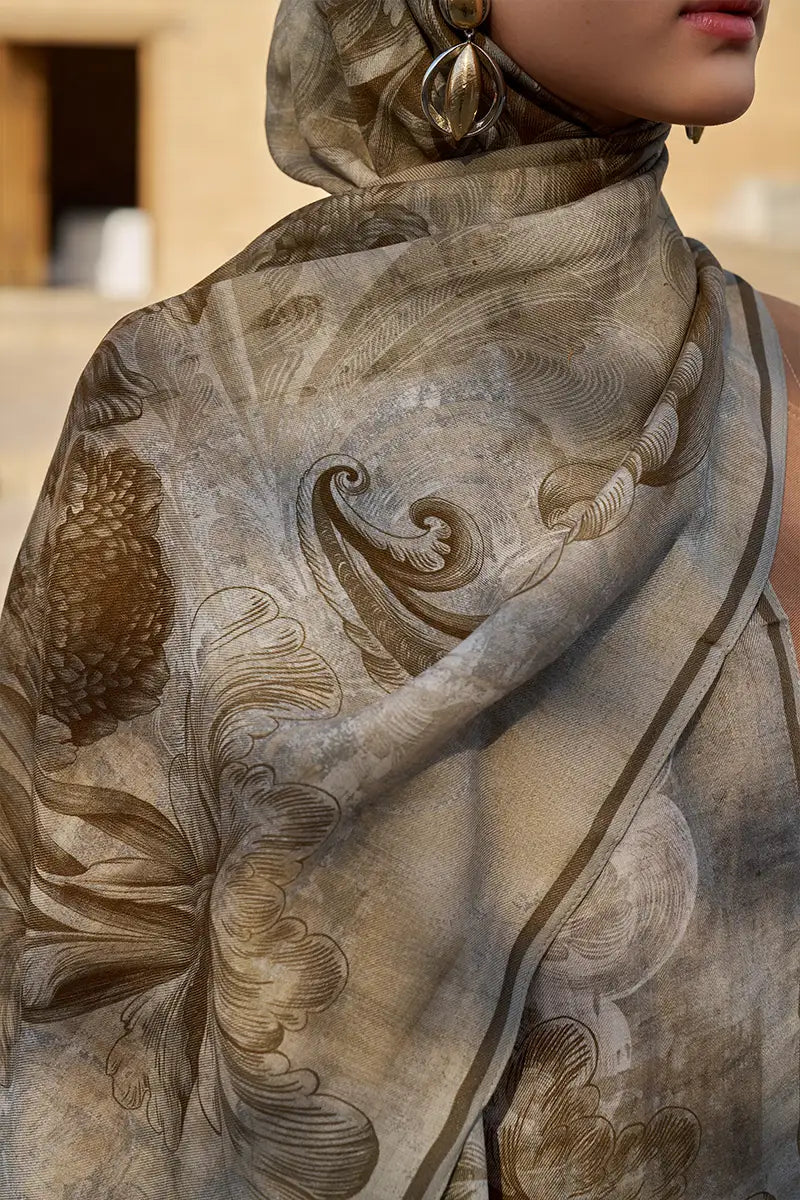 Leyal Wool Silk Shawl - Beige