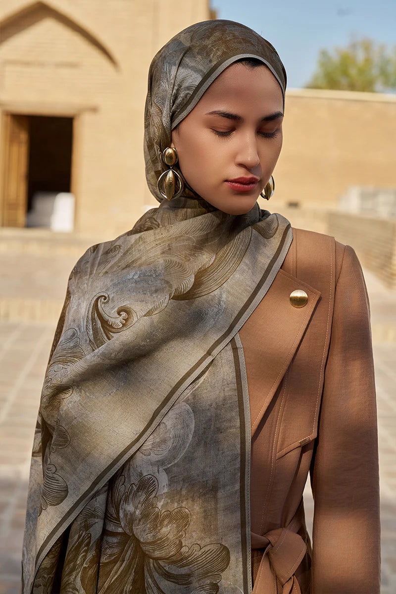 Leyal Yün İpek Şal - Bej