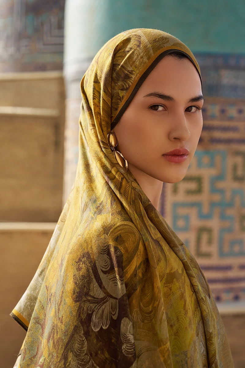 Leyal Yün İpek Şal - Hardal