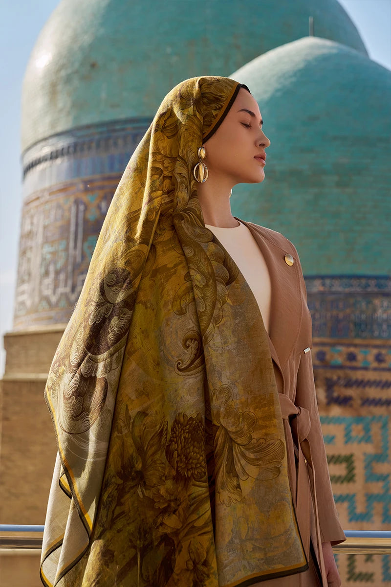 Leyal Yün İpek Şal - Hardal