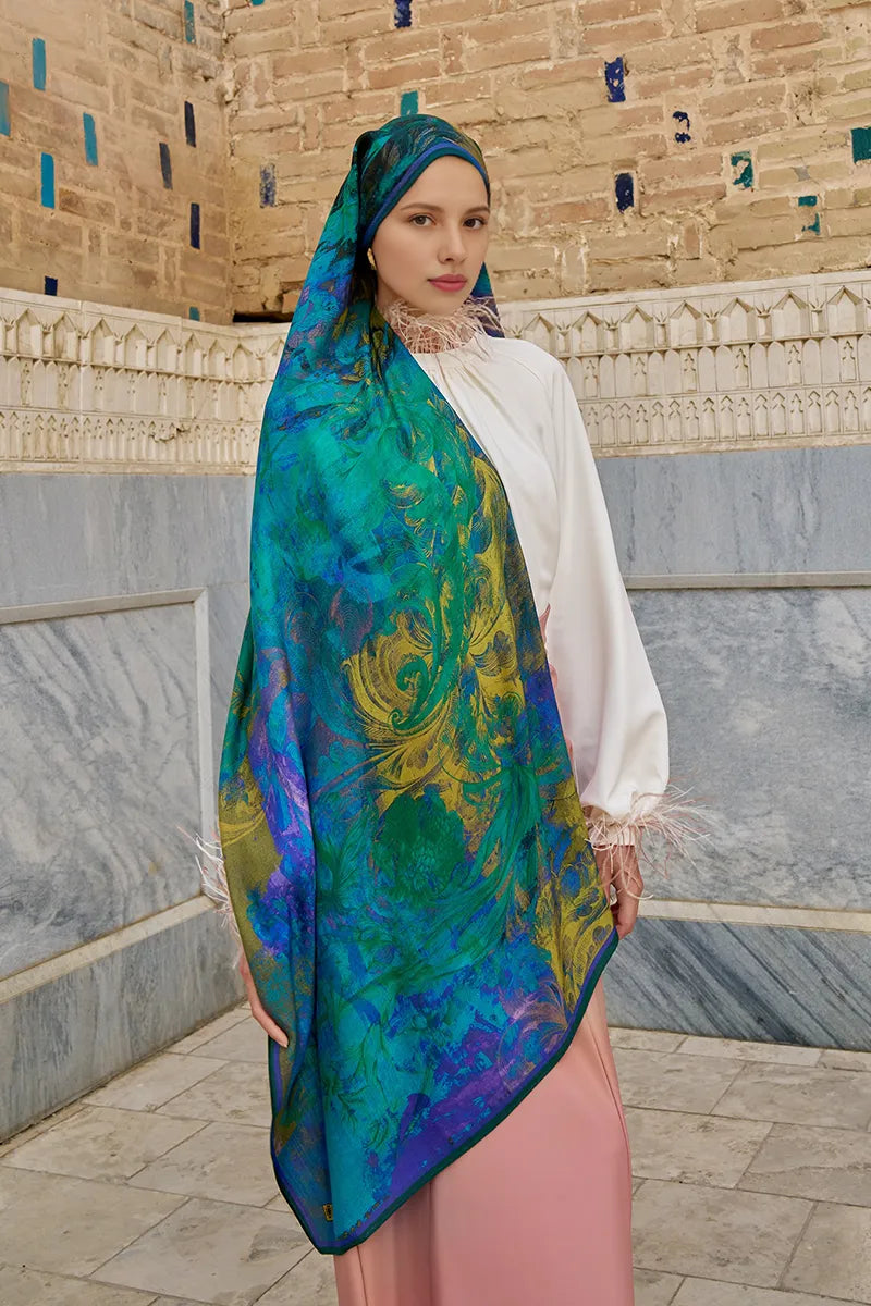 Leyal Yün İpek Şal - Mor