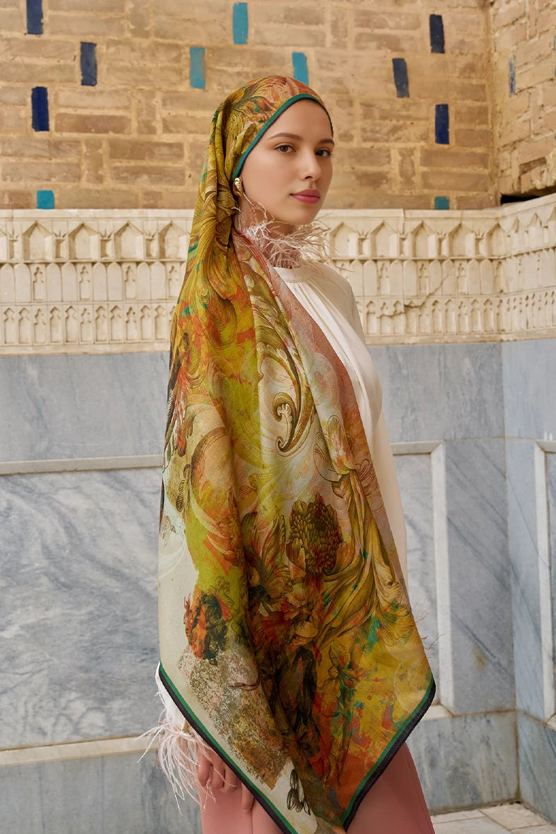 Leyal Yün İpek Şal - Turuncu