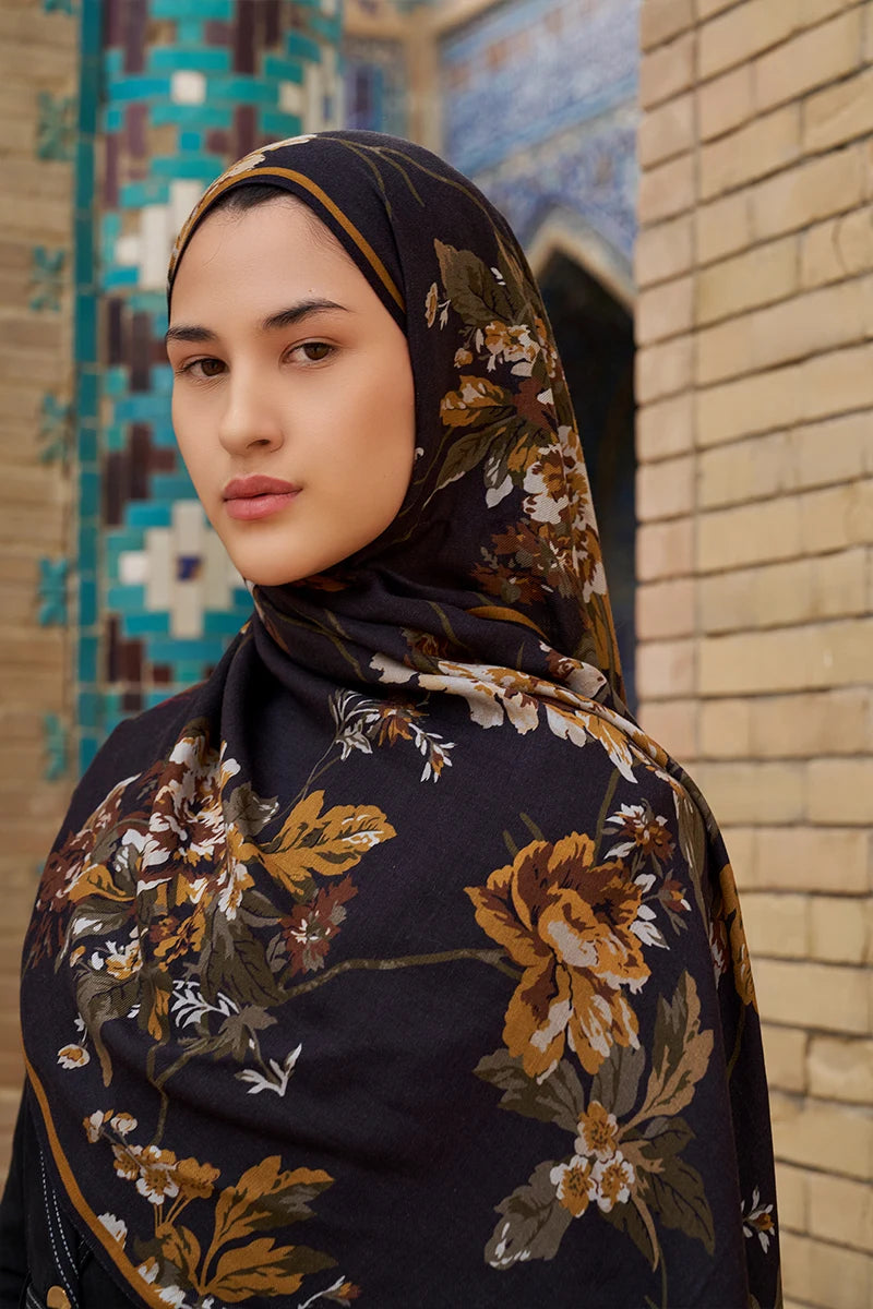 Leyha Wool Silk Shawl - Bitter Coffee