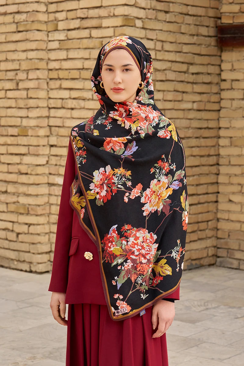 Leyha Yün İpek Şal - Siyah