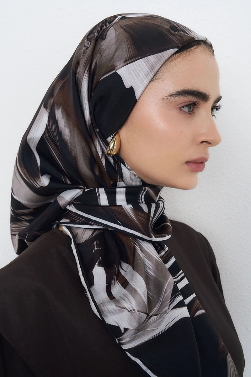 Leyl Twill İpek Eşarp - Acı Kahve