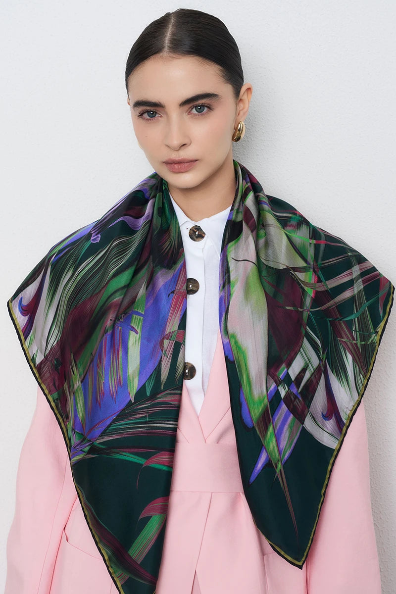 Leyl Twill İpek Eşarp - Yeşil