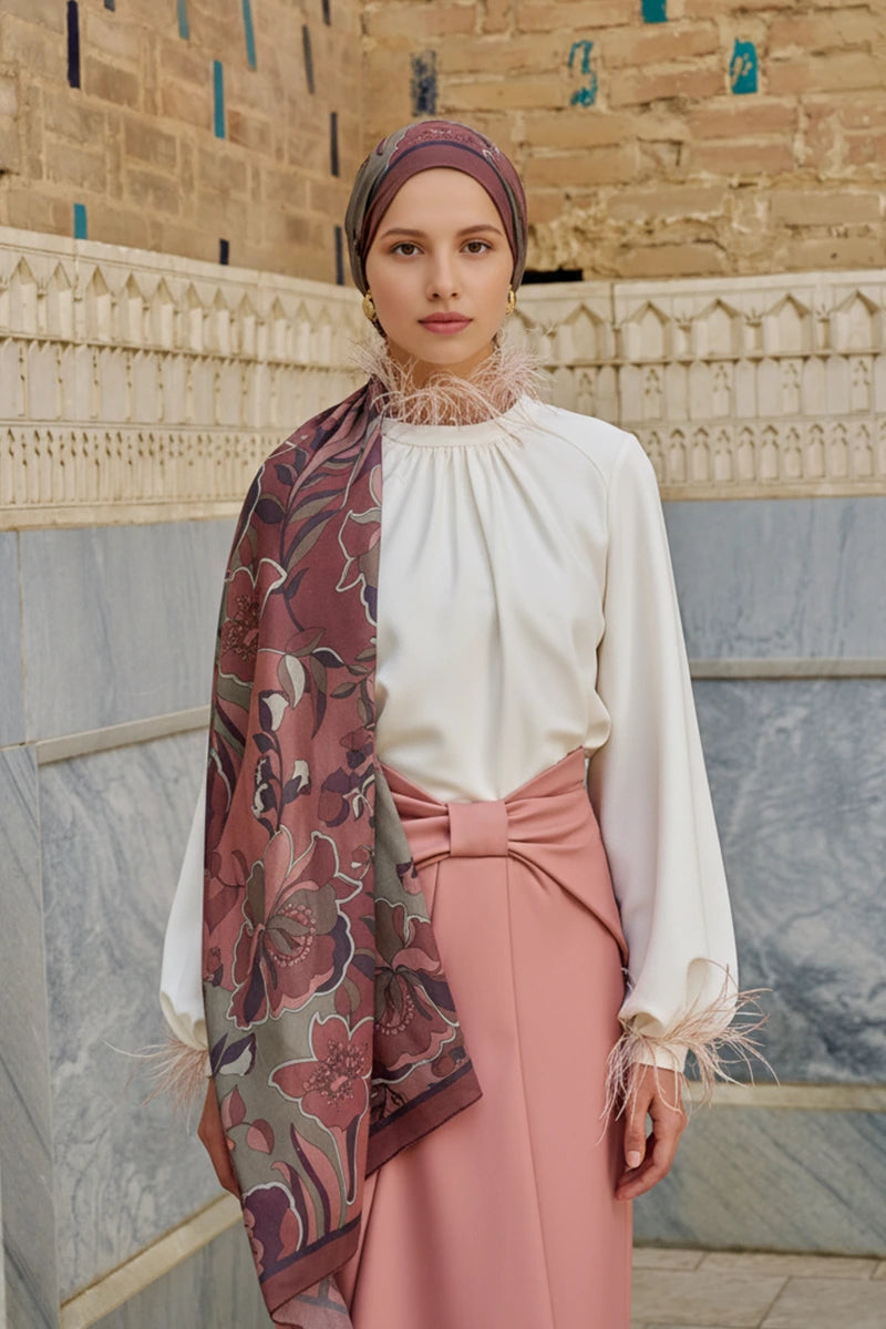 Lover Cotton Modal Shawl - Reddish Brown