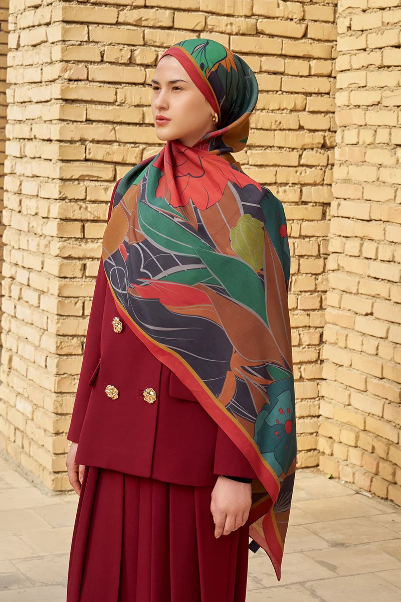 Marigold Floss Viscose Shawl - Red