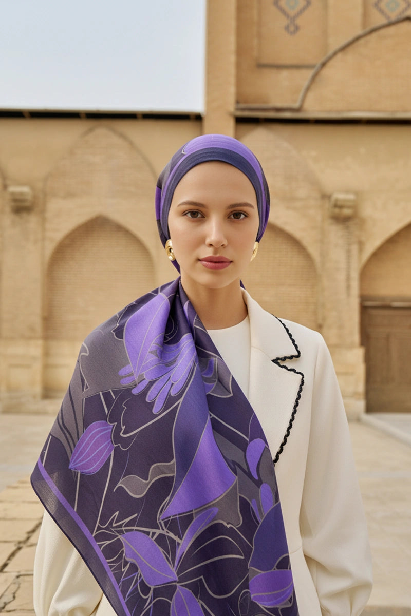 Marigold Floss Viscose Shawl - Purple