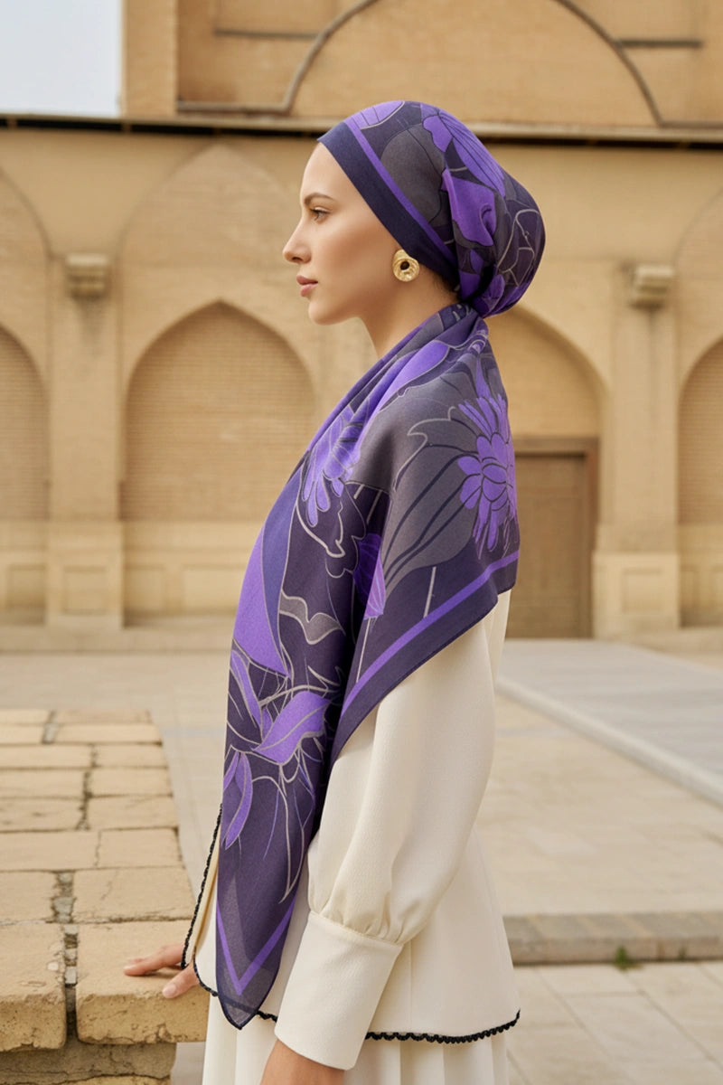 Marigold Floss Viscose Shawl - Purple