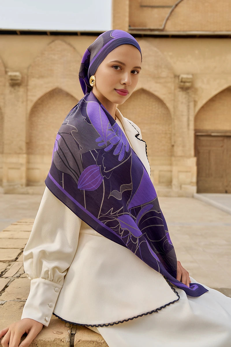 Marigold Floss Viscose Shawl - Purple