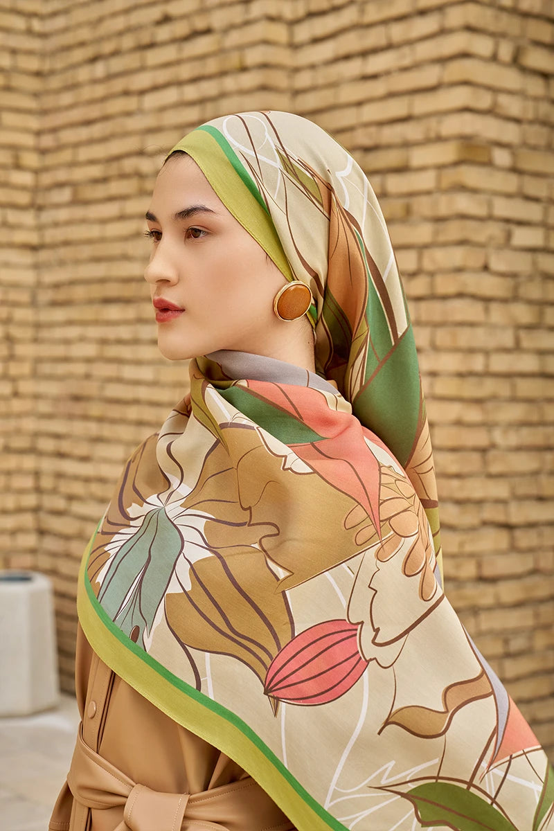 Marigold Floss Viscose Shawl - Olive Green