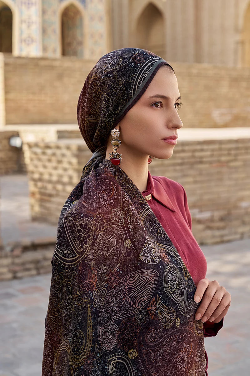 Mihr Yün İpek Şal - Kahverengi