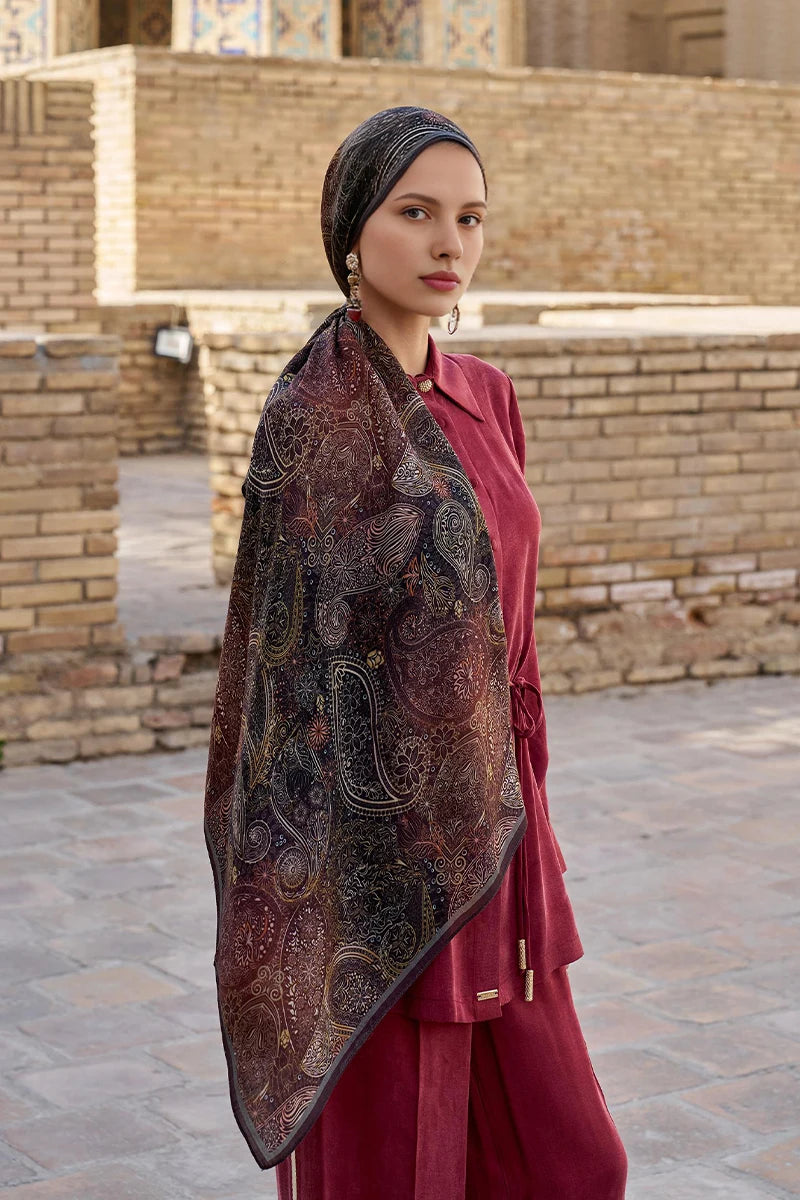 Mihr Yün İpek Şal - Kahverengi