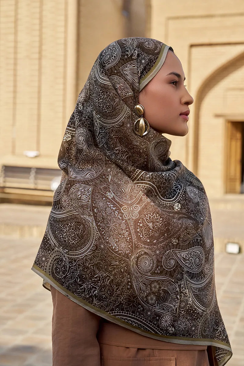 Mihr Wool Silk Shawl - Dark Green