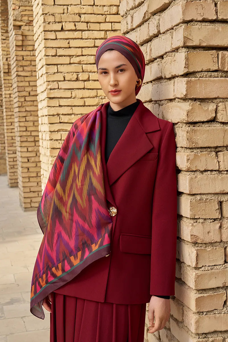 Missoma Floş Viskon Şal - Bordo