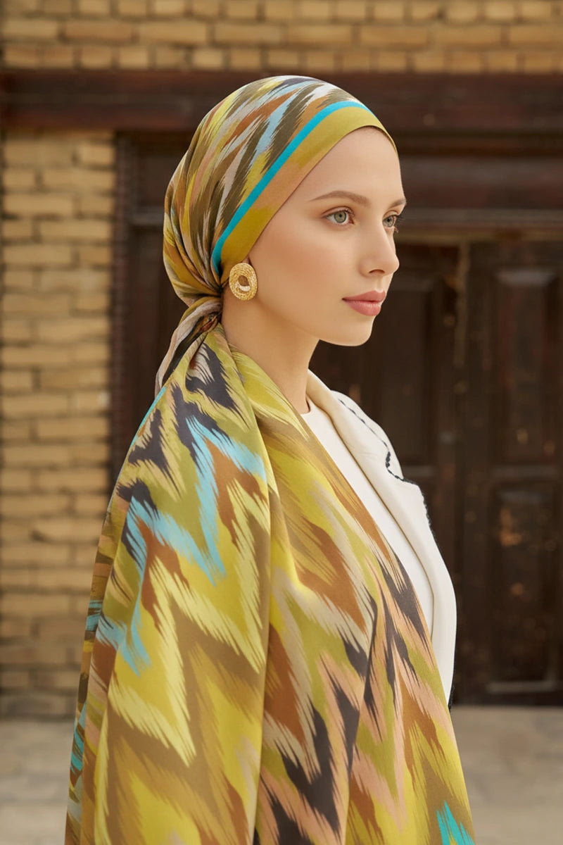 Missoma Floş Viskon Şal - Yağ Yeşili