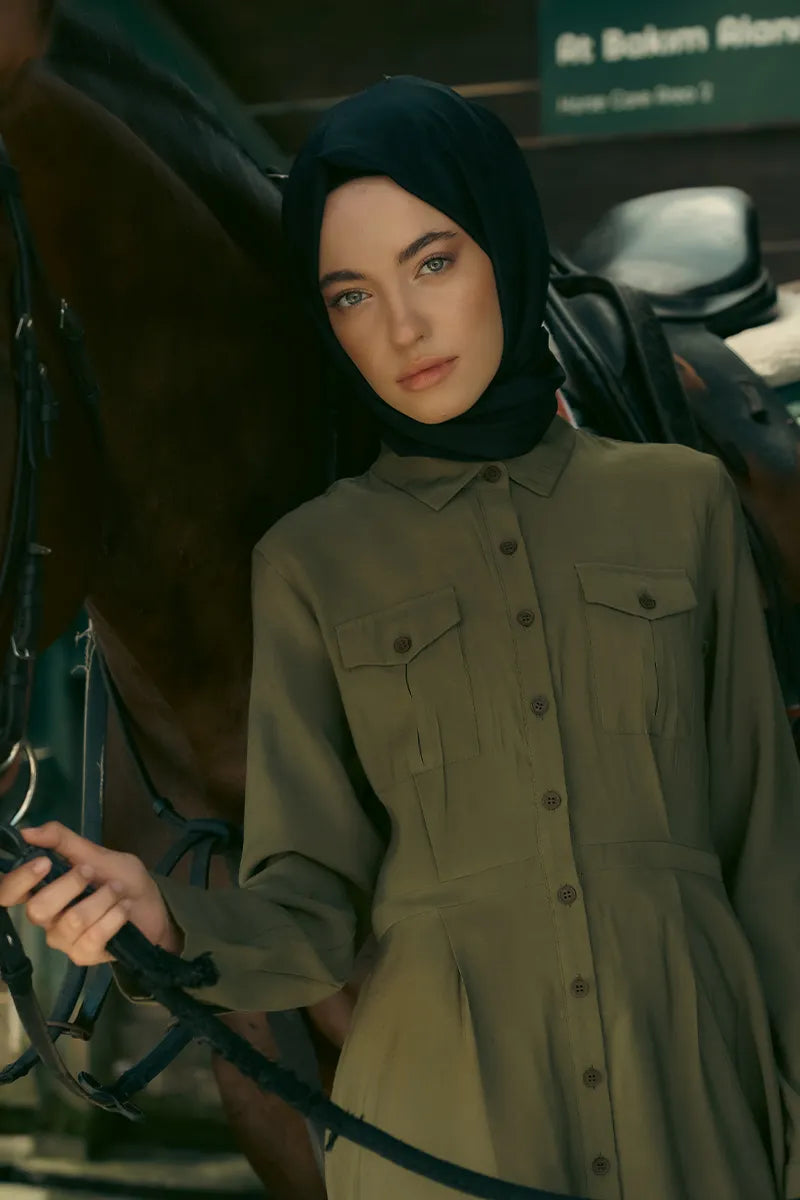 İpeksi Jakar Şal Monogram Desen - Siyah