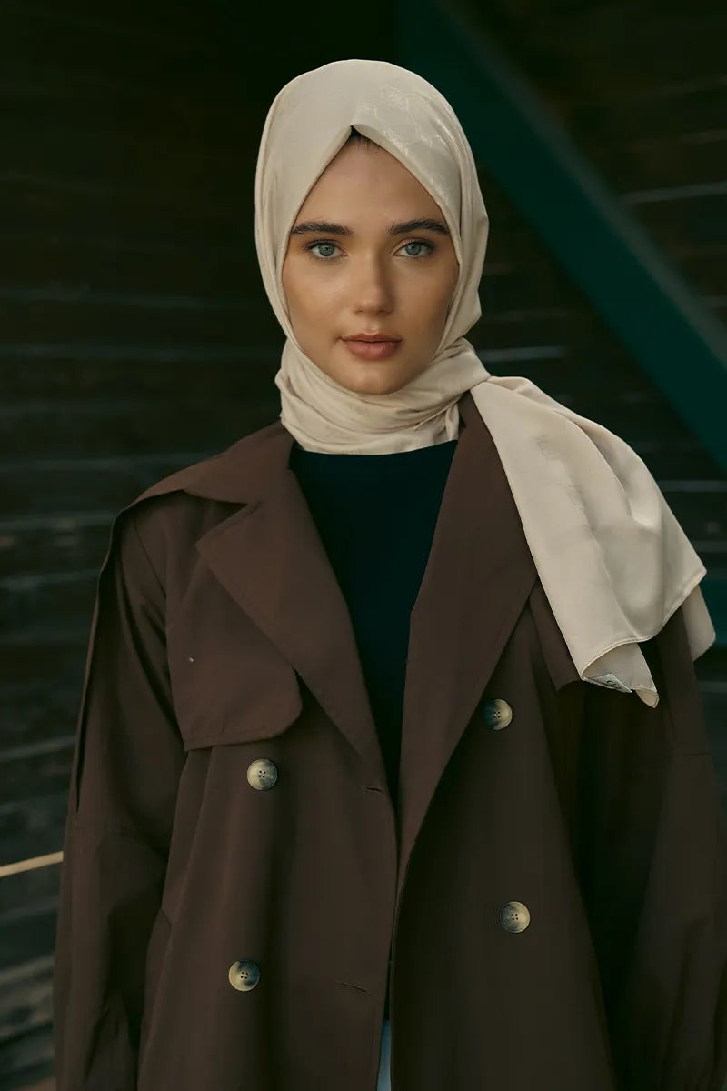 İpeksi Jakar Şal Monogram Desen - Taş