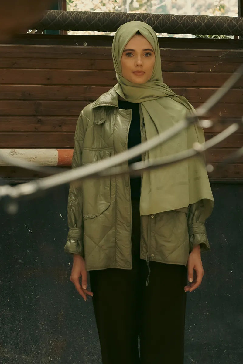 İpeksi Jakar Şal Monogram Desen - Yeşil