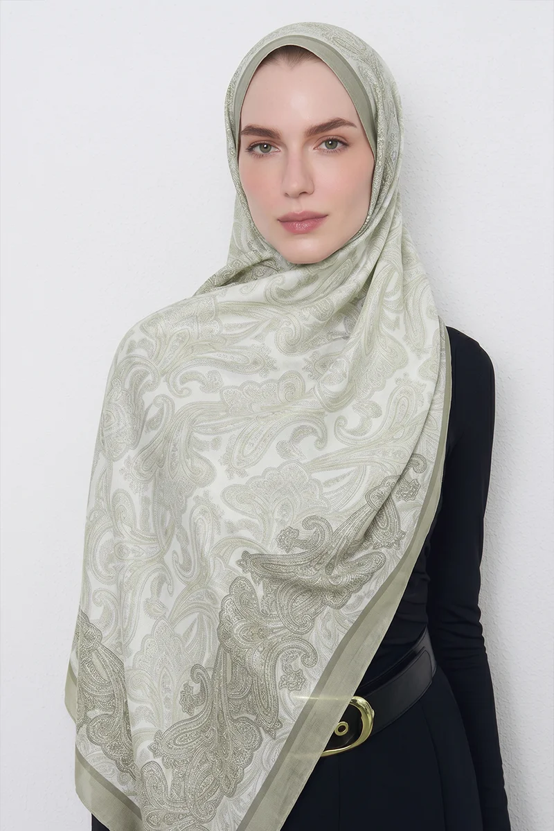 Motif Desen Floş Viskon Şal - Bej