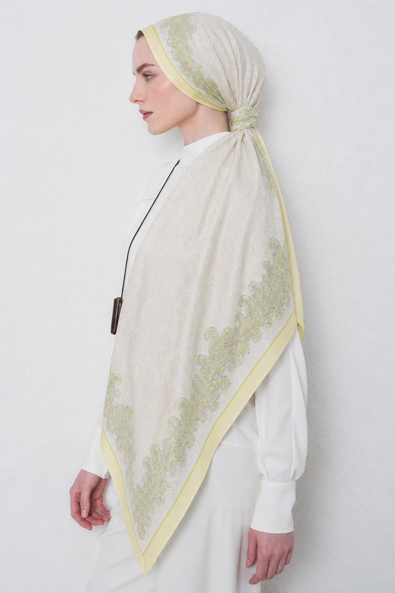 Motif Desen Floş Viskon Şal - Butter Yellow