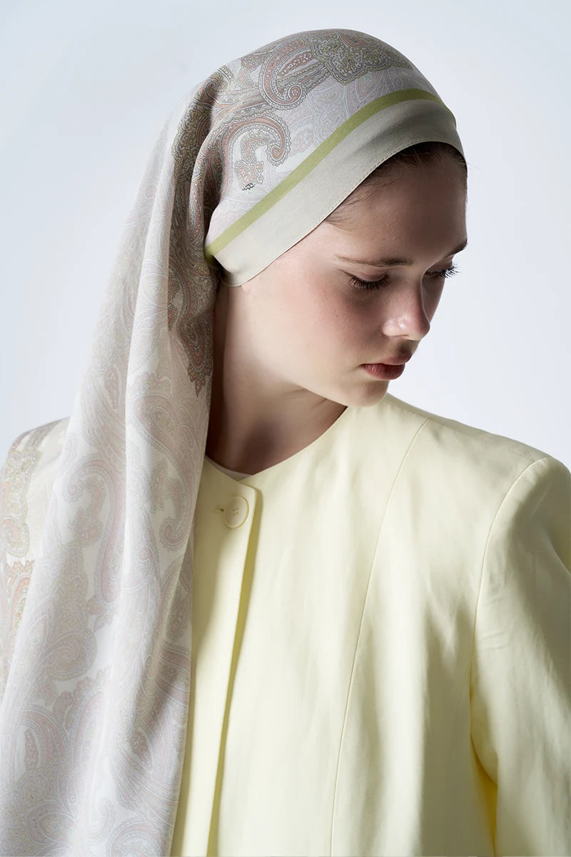 Motif Desen Floş Viskon Şal - Butter Yellow