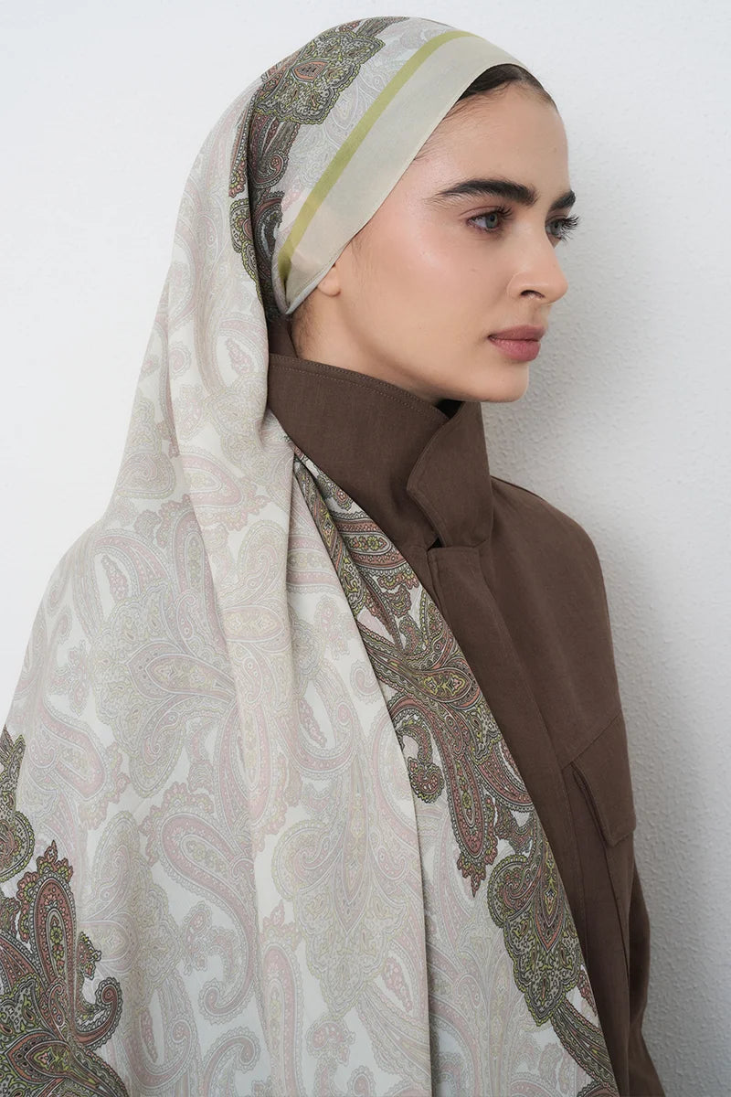 Motif Desen Floş Viskon Şal - Soft Yeşil